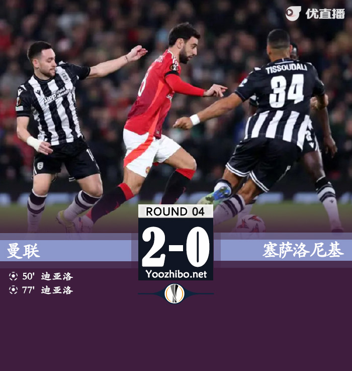 曼联2-0塞萨洛尼基取首胜 迪亚洛世界波+双响B费献助