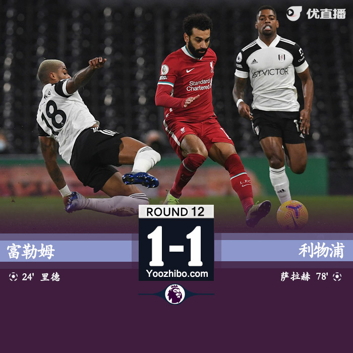 <a href=/zuqiu24/liverpool/ target=_blank class=infotextkey>利物浦</a>1-1富勒姆