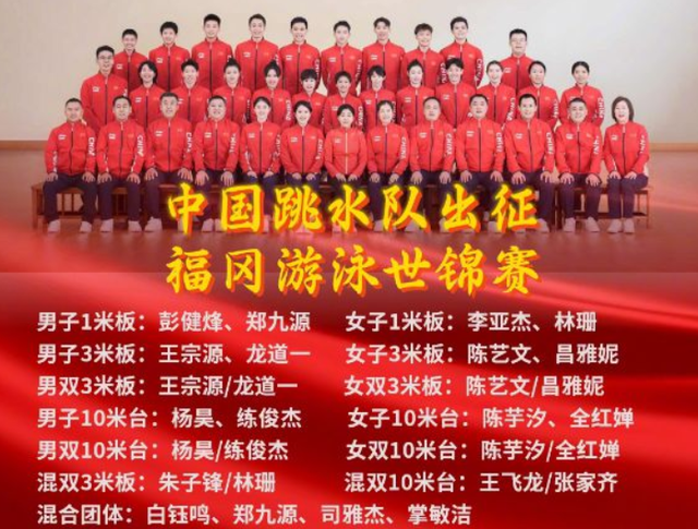 世锦赛明日打响！中国跳水队或包揽13金 全红婵陈芋汐神仙打架