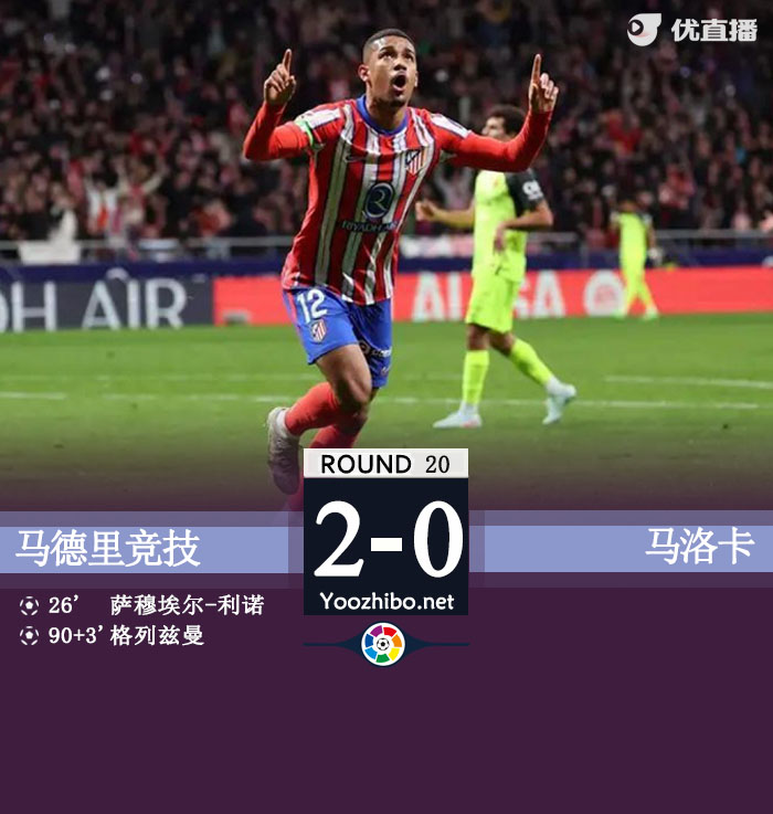 马竞2-0马洛卡先赛距榜首1分 利诺建功格列兹曼吊射破门