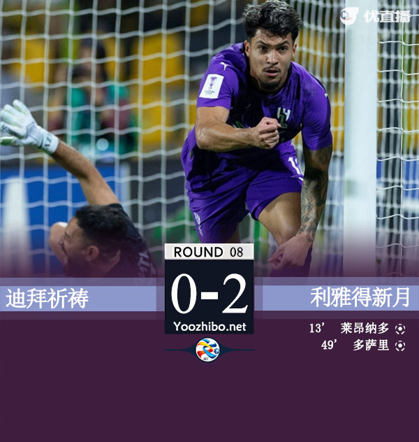 利雅得新月2-0迪拜祈祷净胜球优势位居榜首 多萨里建功